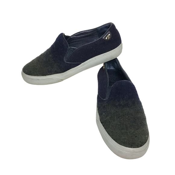 Tory Burch RUDI Stardust Ombre Slip On Sneaker Navy Blue Olive Green Wool Felt 7 - Picture 2 of 11